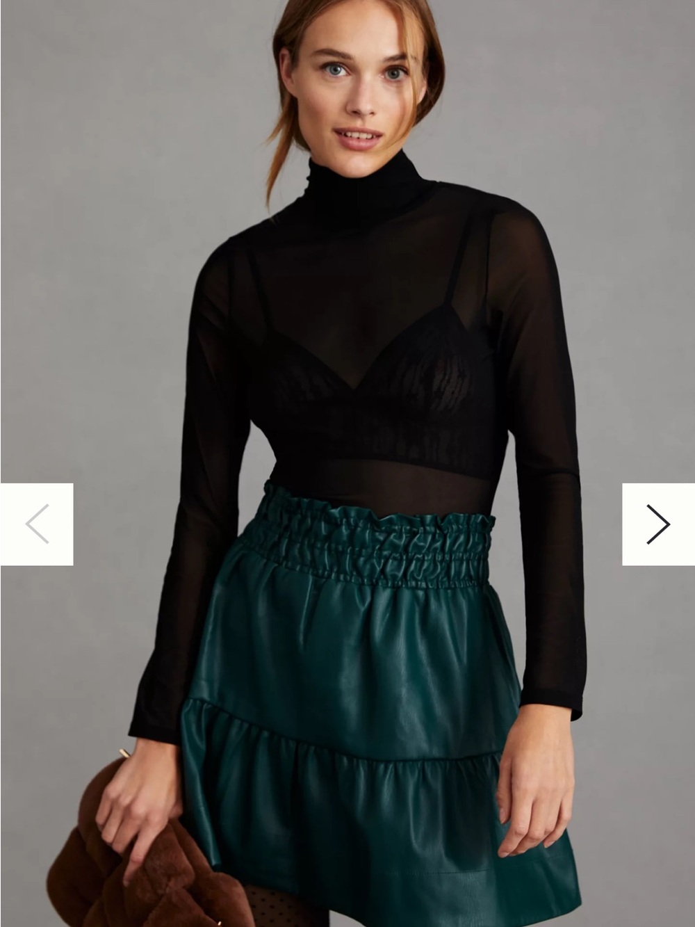 Anthropologie Sheer Black Turtleneck Long-Sleeve Top